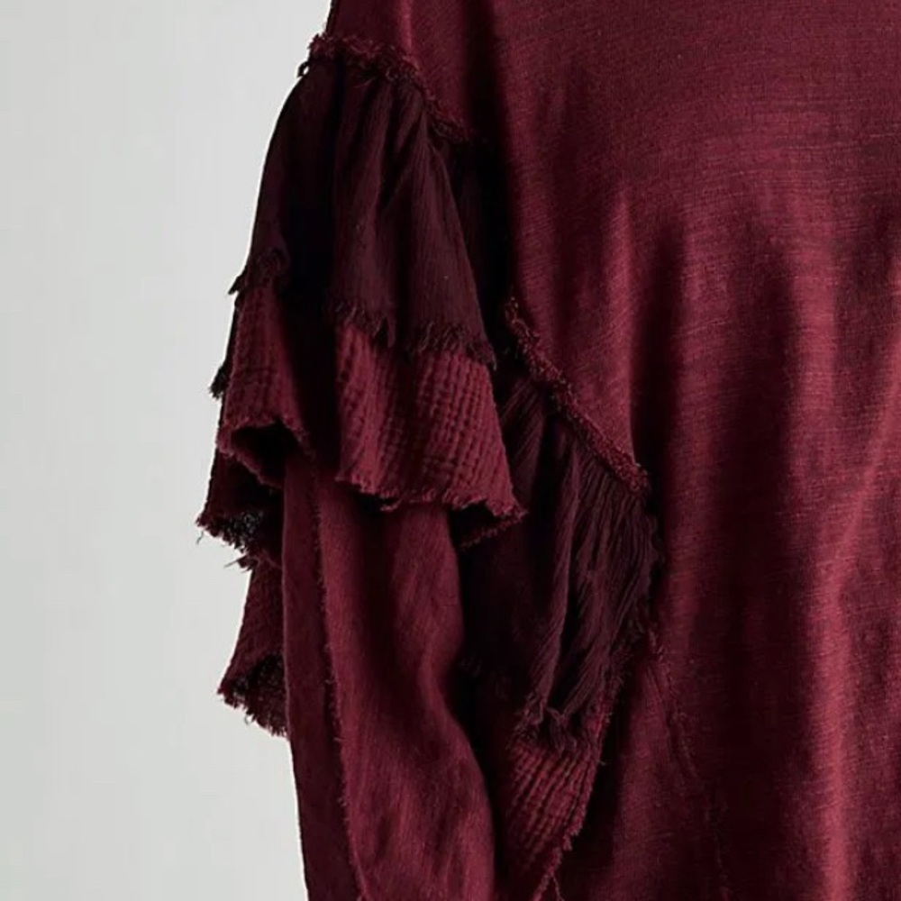 Free people we the free stellar tee sz xs plum purple ruffle - Picture 2 of 4